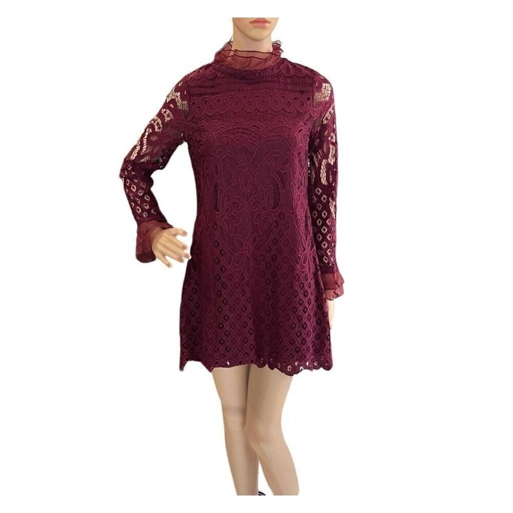 Women's Lulus XS Burgundy Lace Mini Dress